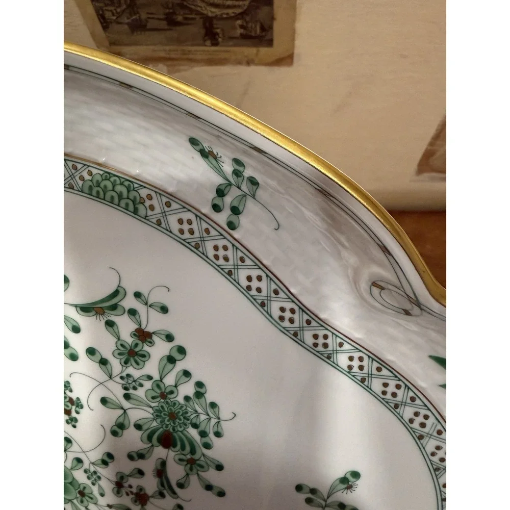 Herend Hungary Chinese Bouquet Green Oval Serving Platter 15.75 RARE